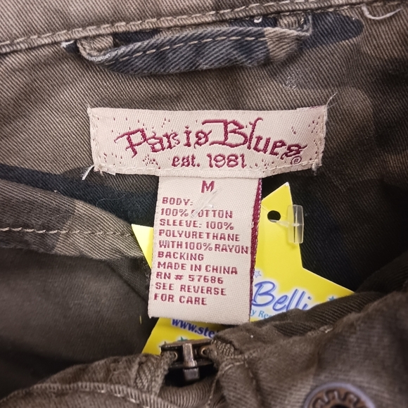 Paris Blues Camouflage Jacket with Leather  Sleeves. Size M - Picture 2 of 4